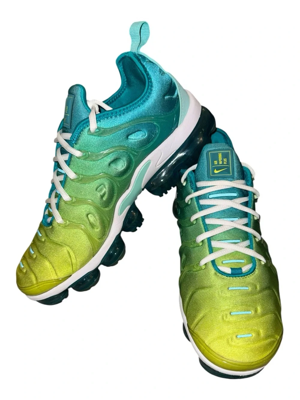 Nike air vapor max plus Gradient Lime Green to Teal Running Sneakers women’s 9